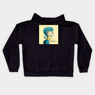 Blue hairCat Kids Hoodie